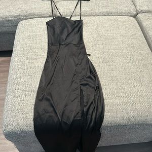 Never worn black long silky SHEIN dress